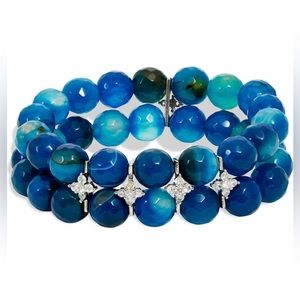 Savvy Cie Jewels Blue Agate Stretch Bracelet